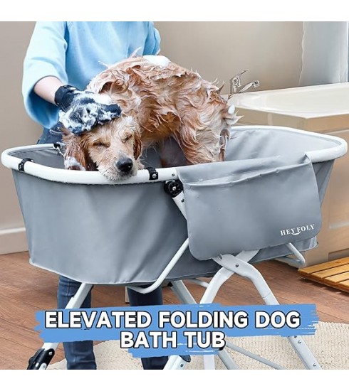 Elevated Dog Bath Tubs Adjustable Folding Bathing Station for Indoor Outdoor Bathing and Shower Grooming Portable Dog Bathtubs for Medium Small Dog Cats and Other Pets 5500100100225